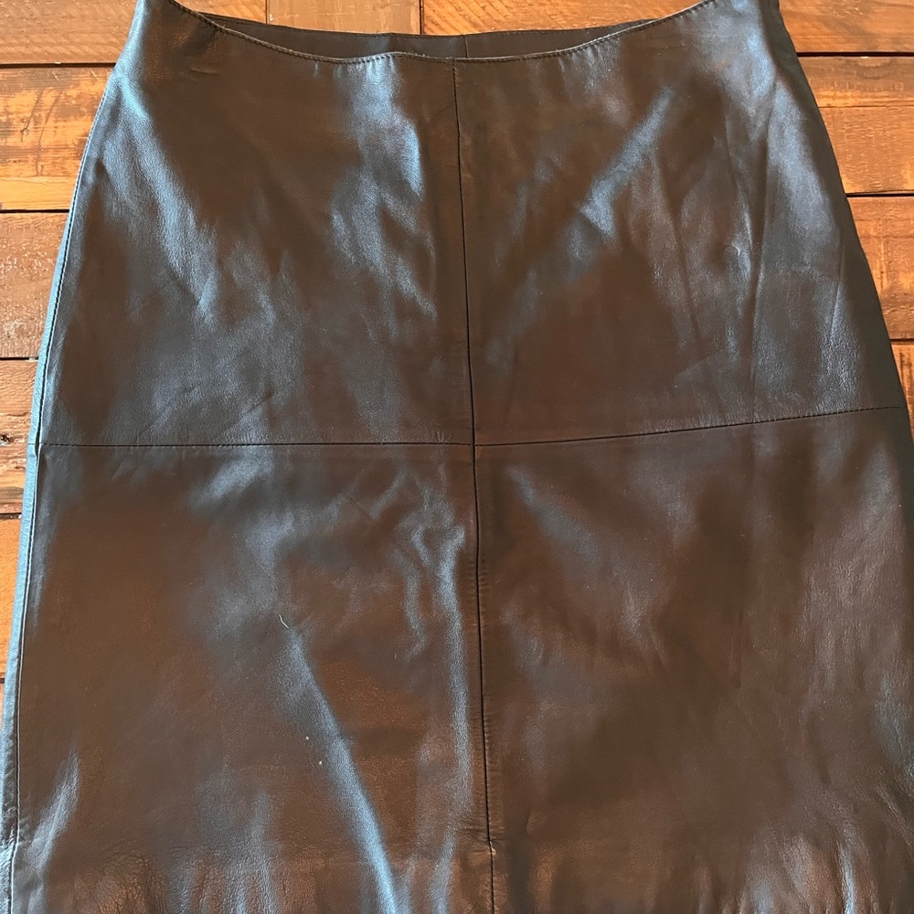 Classic Black Leather Skirt